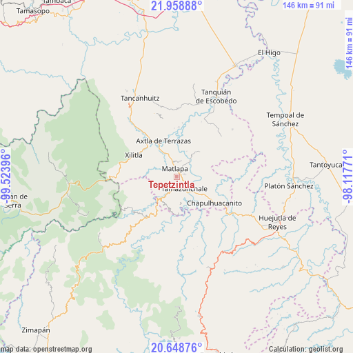 Tepetzintla on map