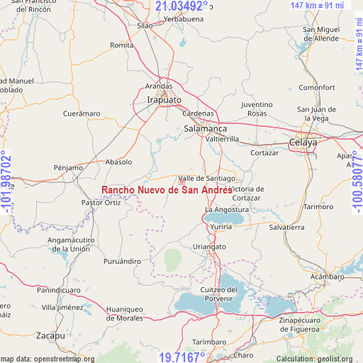 Rancho Nuevo de San Andrés on map