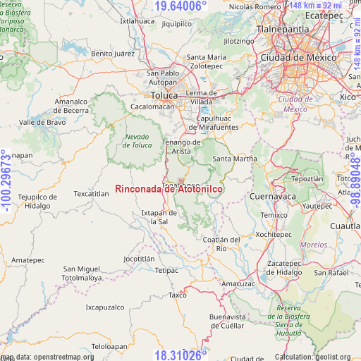 Rinconada de Atotonilco on map