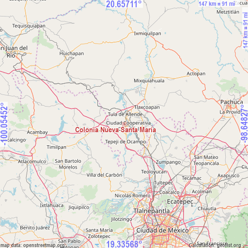 Colonia Nueva Santa María on map
