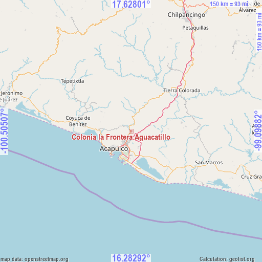 Colonia la Frontera Aguacatillo on map