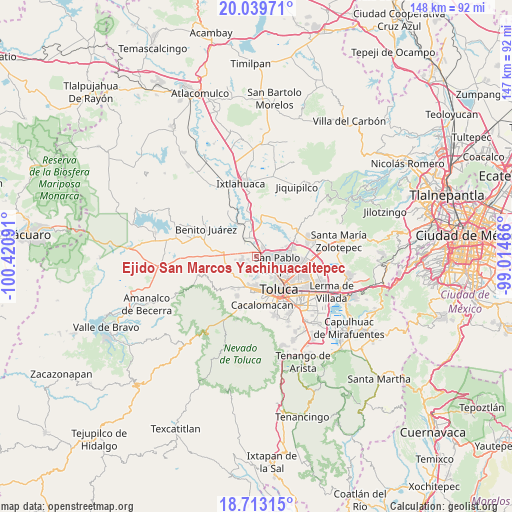 Ejido San Marcos Yachihuacaltepec on map