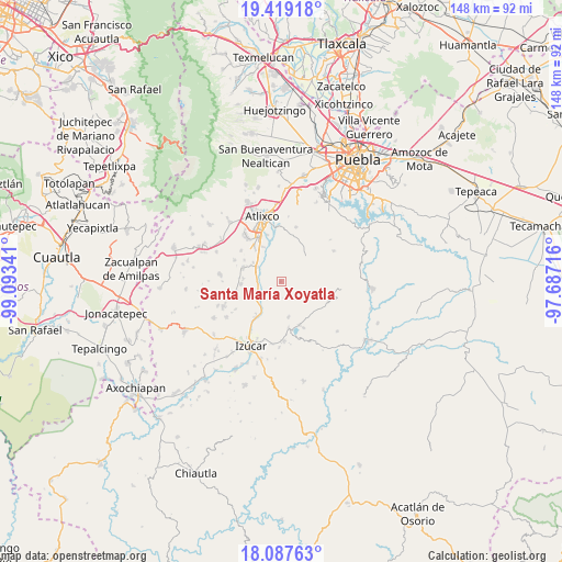 Santa María Xoyatla on map