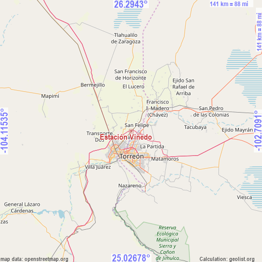 Estación Viñedo on map
