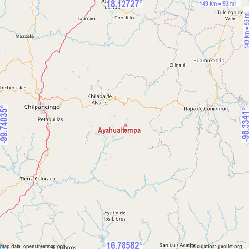 Ayahualtempa on map