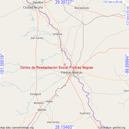 Centro de Readaptación Social Piedras Negras on map