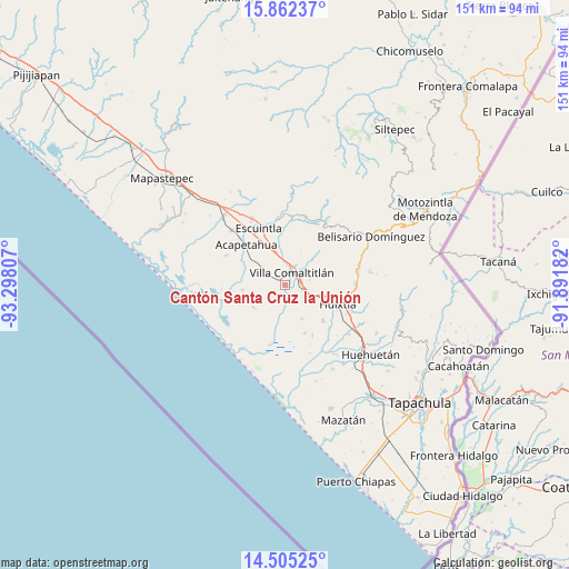 Cantón Santa Cruz la Unión on map