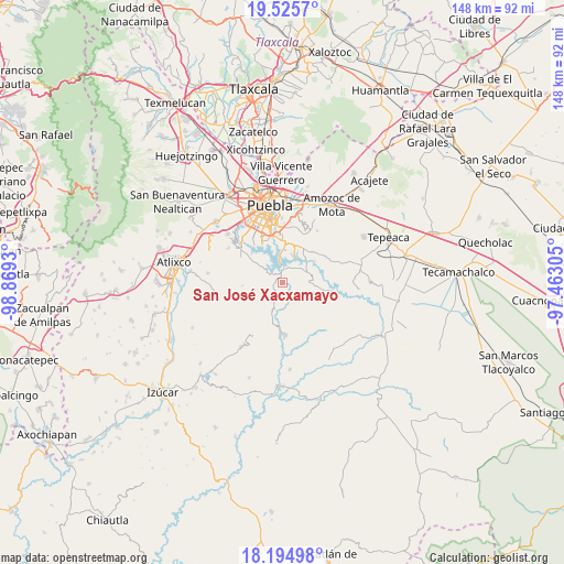 San José Xacxamayo on map