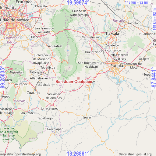 San Juan Ocotepec on map