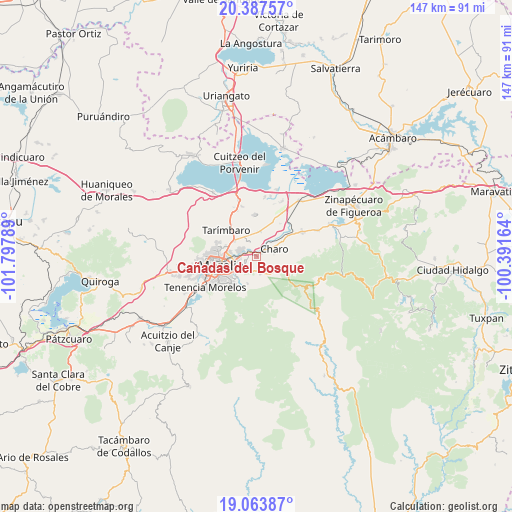 Cañadas del Bosque on map