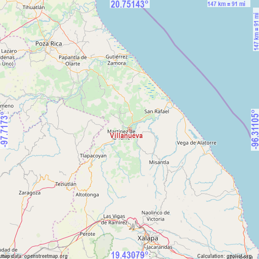 Villanueva on map