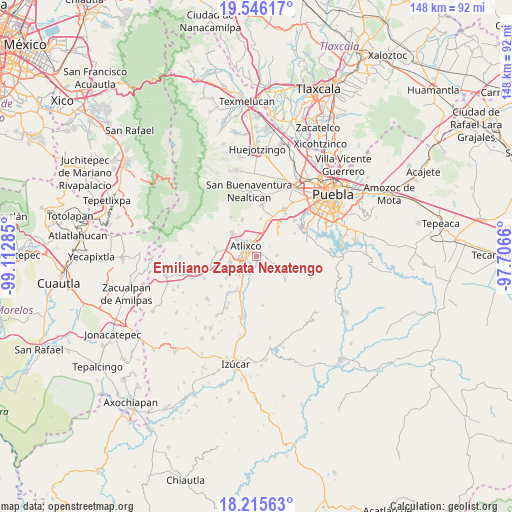Emiliano Zapata Nexatengo on map