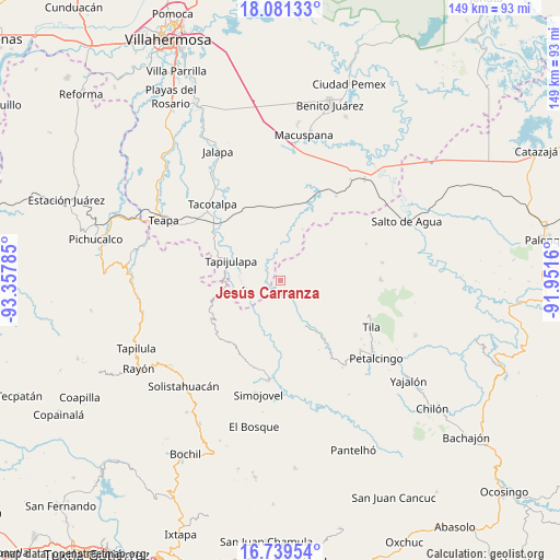Jesús Carranza on map