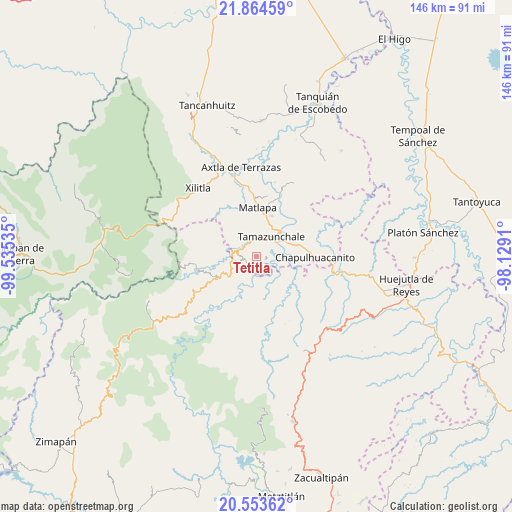 Tetitla on map