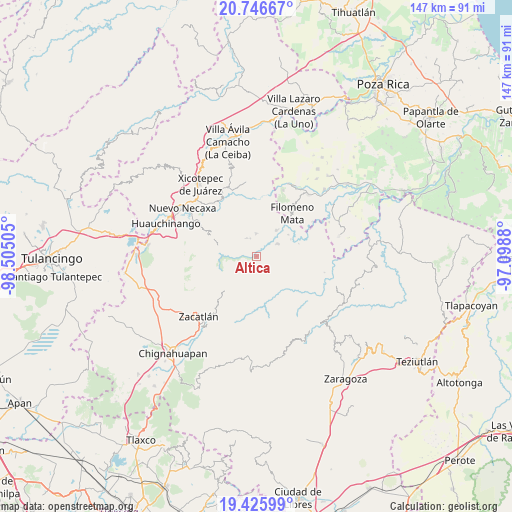 Altica on map