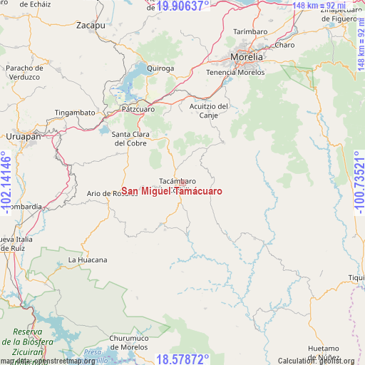 San Miguel Tamácuaro on map