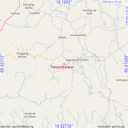 Tlalquetzalapa on map