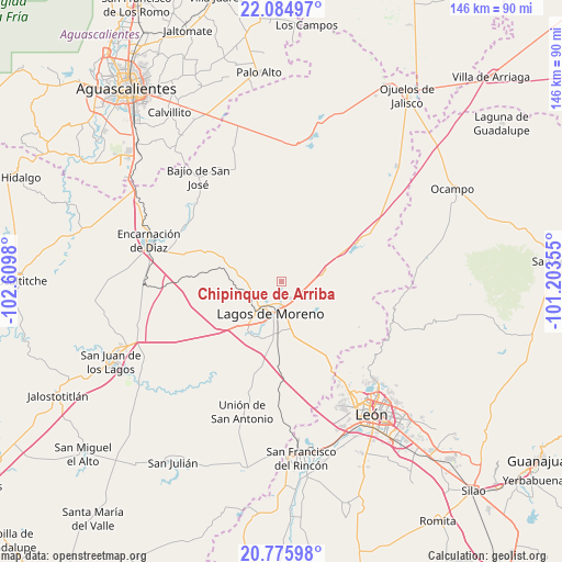 Chipinque de Arriba on map