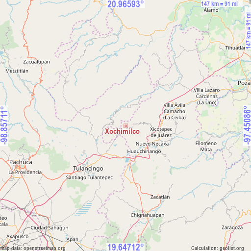 Xochimilco on map