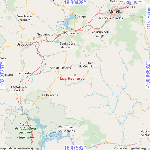 Los Hacheros on map