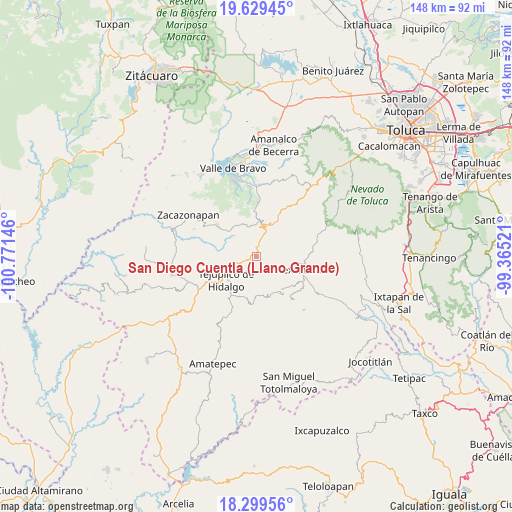 San Diego Cuentla (Llano Grande) on map