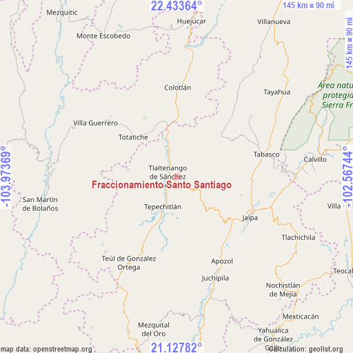 Fraccionamiento Santo Santiago on map
