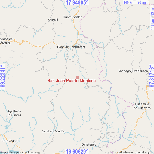 San Juan Puerto Montaña on map
