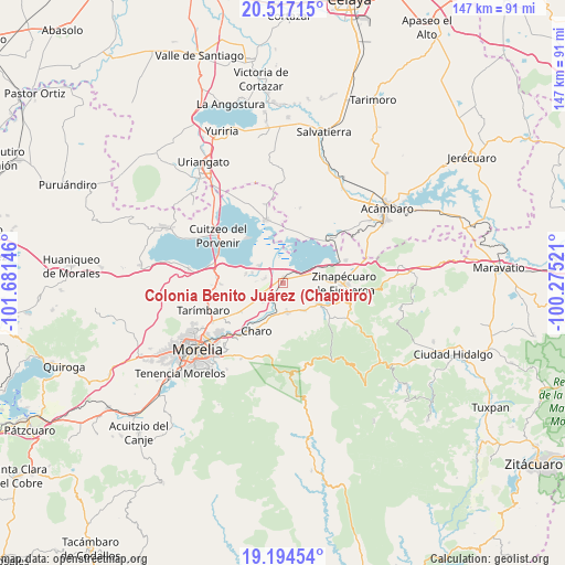 Colonia Benito Juárez (Chapitiro) on map