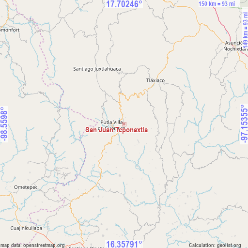 San Juan Teponaxtla on map