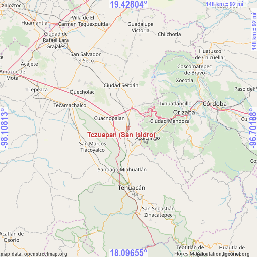 Tezuapan (San Isidro) on map