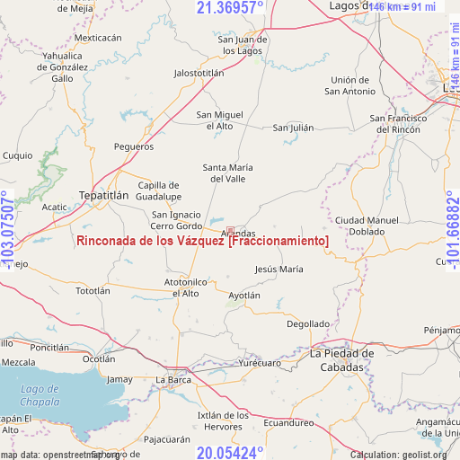 Rinconada de los Vázquez [Fraccionamiento] on map