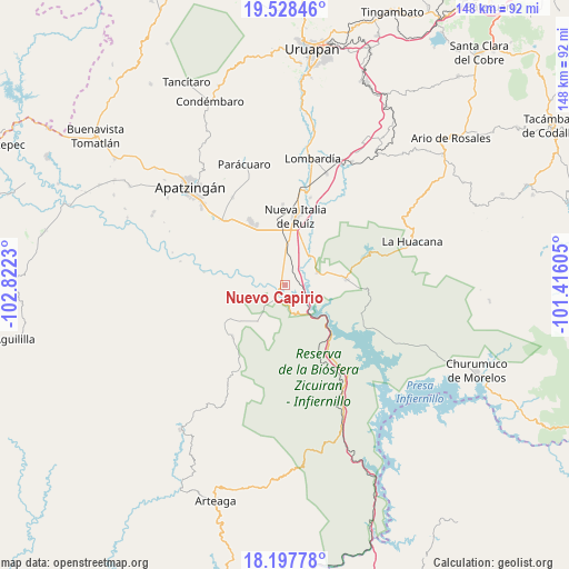 Nuevo Capirio on map
