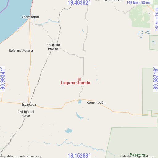 Laguna Grande on map