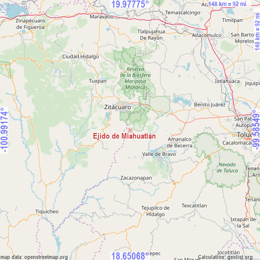 Ejido de Miahuatlán on map