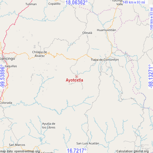 Ayotoxtla on map