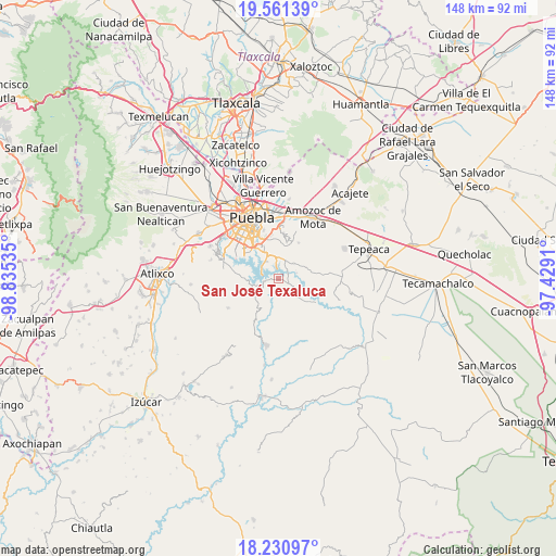 San José Texaluca on map