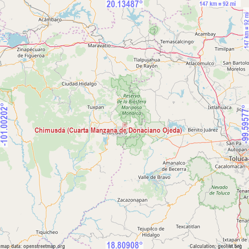 Chimusdá (Cuarta Manzana de Donaciano Ojeda) on map