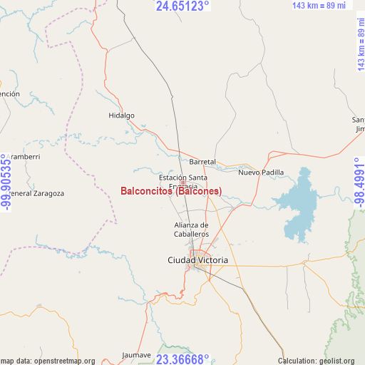 Balconcitos (Balcones) on map