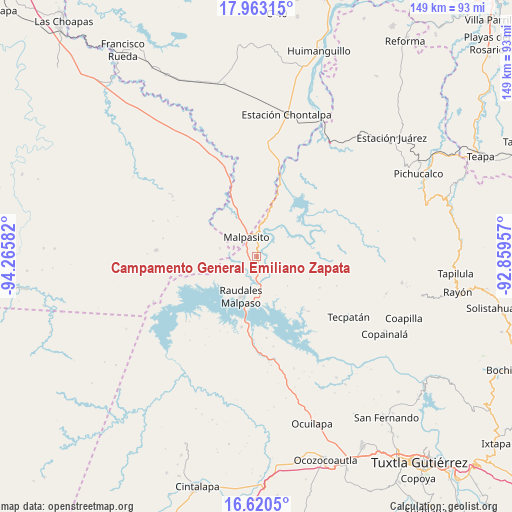 Campamento General Emiliano Zapata on map