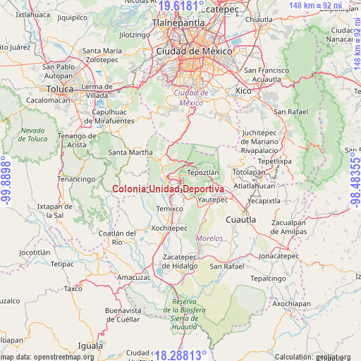 Colonia Unidad Deportiva on map