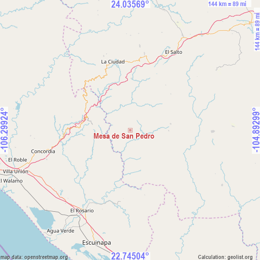 Mesa de San Pedro on map