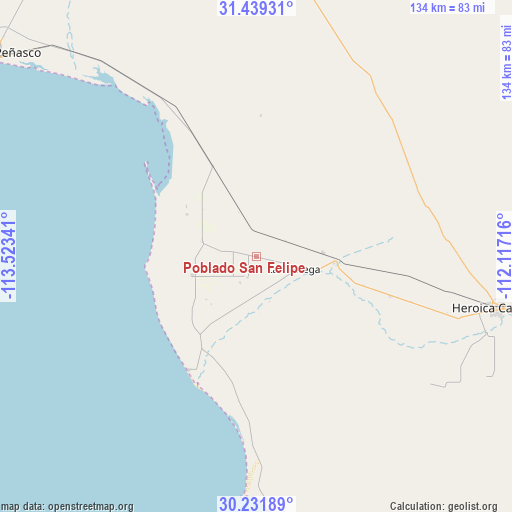 Poblado San Felipe on map