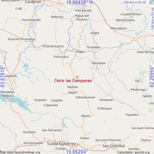Cerro las Campanas on map