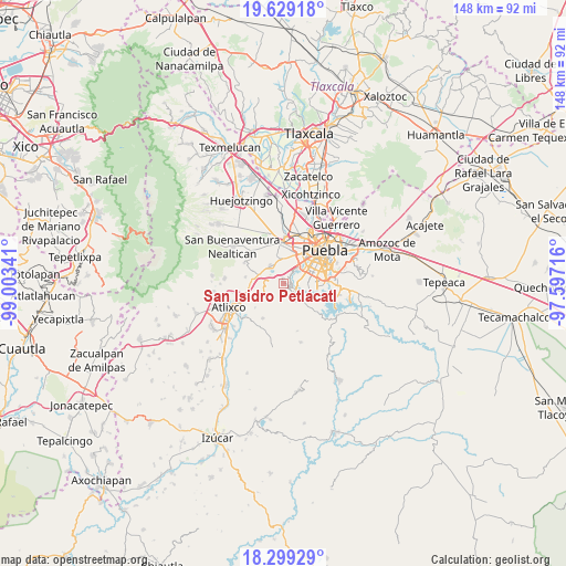 San Isidro Petlácatl on map