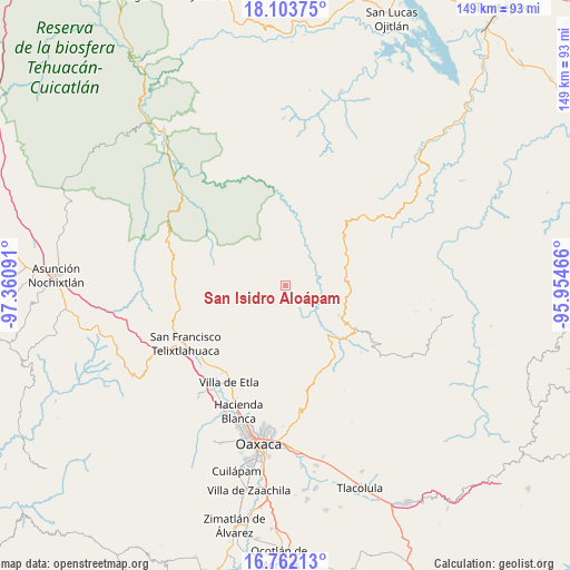 San Isidro Aloápam on map