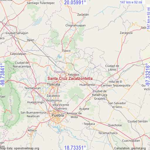 Santa Cruz Zacatzontetla on map