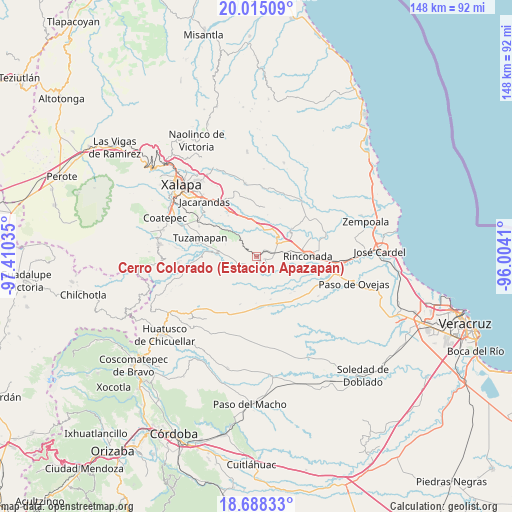 Cerro Colorado (Estación Apazapán) on map