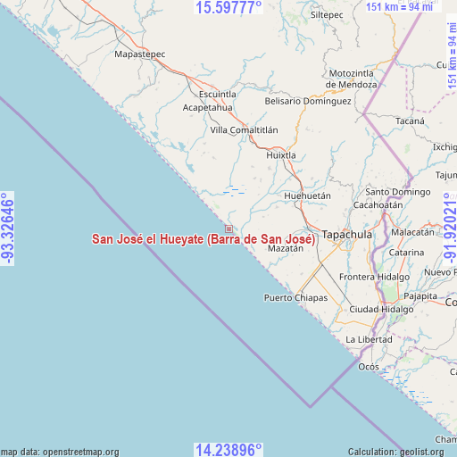 San José el Hueyate (Barra de San José) on map