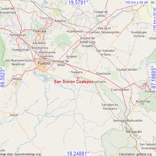 San Simón Coatepec on map