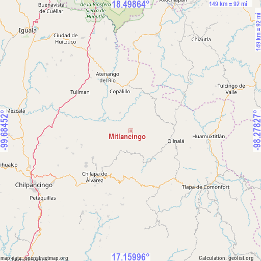 Mitlancingo on map
